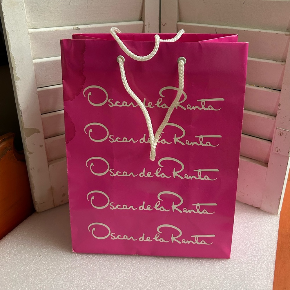 Oscar De la Renta Paper Shopping Bag Vintage 1980's pink floral